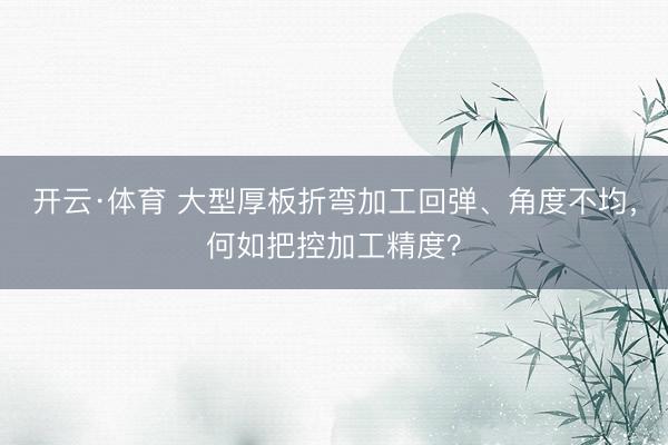 开云·体育 大型厚板折弯加工回弹、角度不均，何如把控加工精度？
